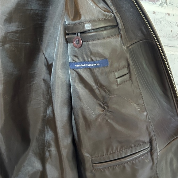 Daniel Cremieux Mens Large Lambskin Leather Zip Jacket Brown Bomber Elevated - Picture 10 of 16